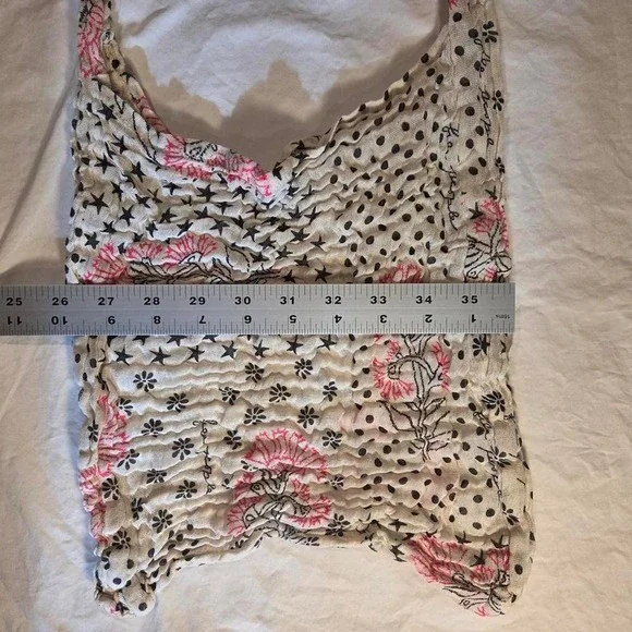 Free People Small Lightweight Reusable Tote Bag, Ivory Black Pink - Picture 5 of 6